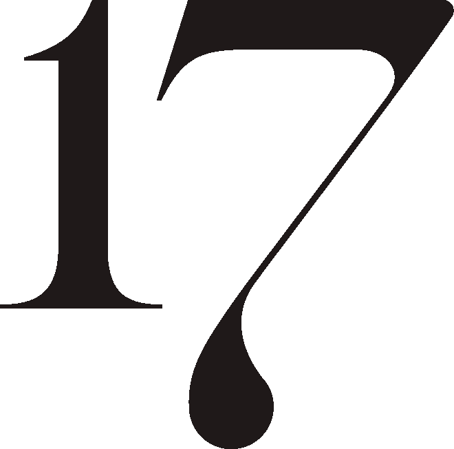 Number seventeen in bold black font against white background